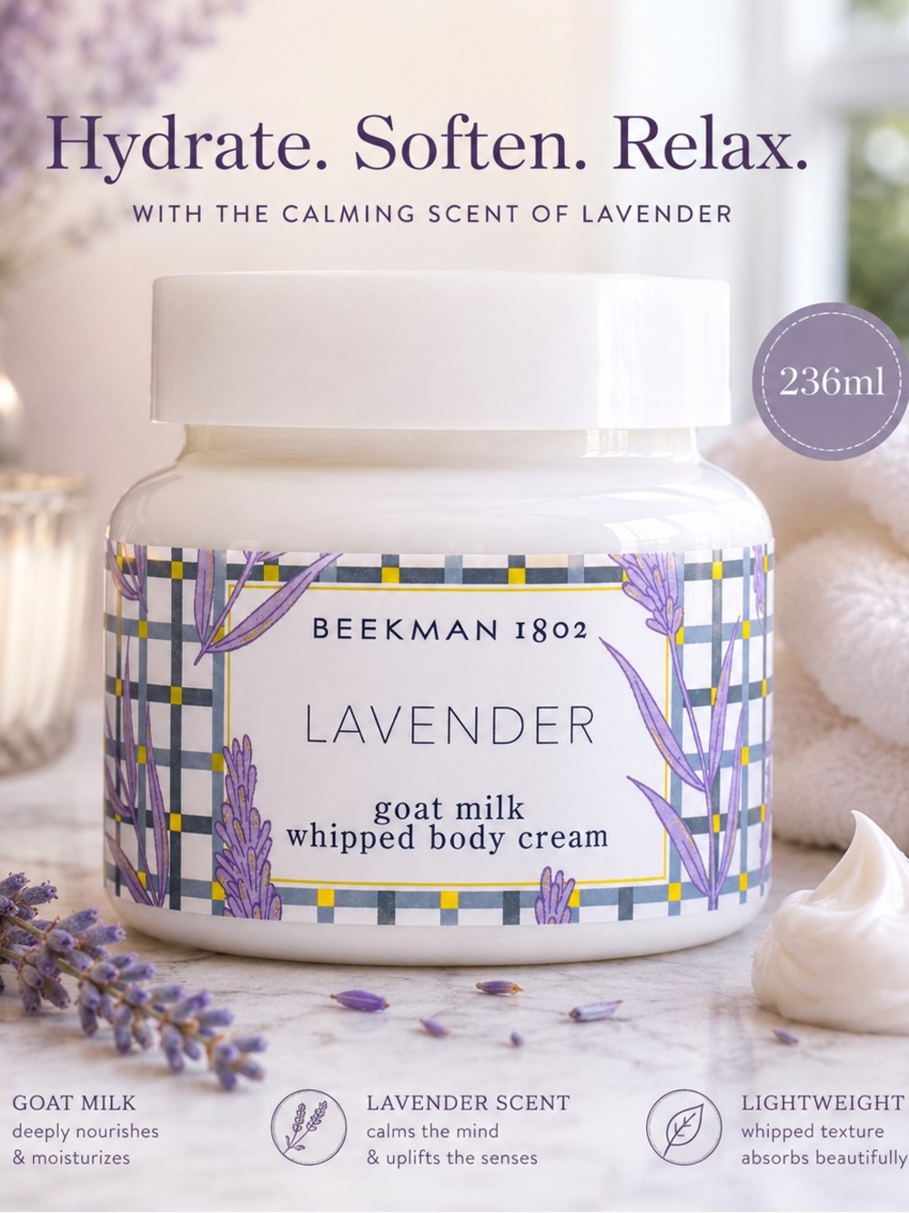 Beekman 1802 Lavender Goat Milk Whipped Body Cream | NEW